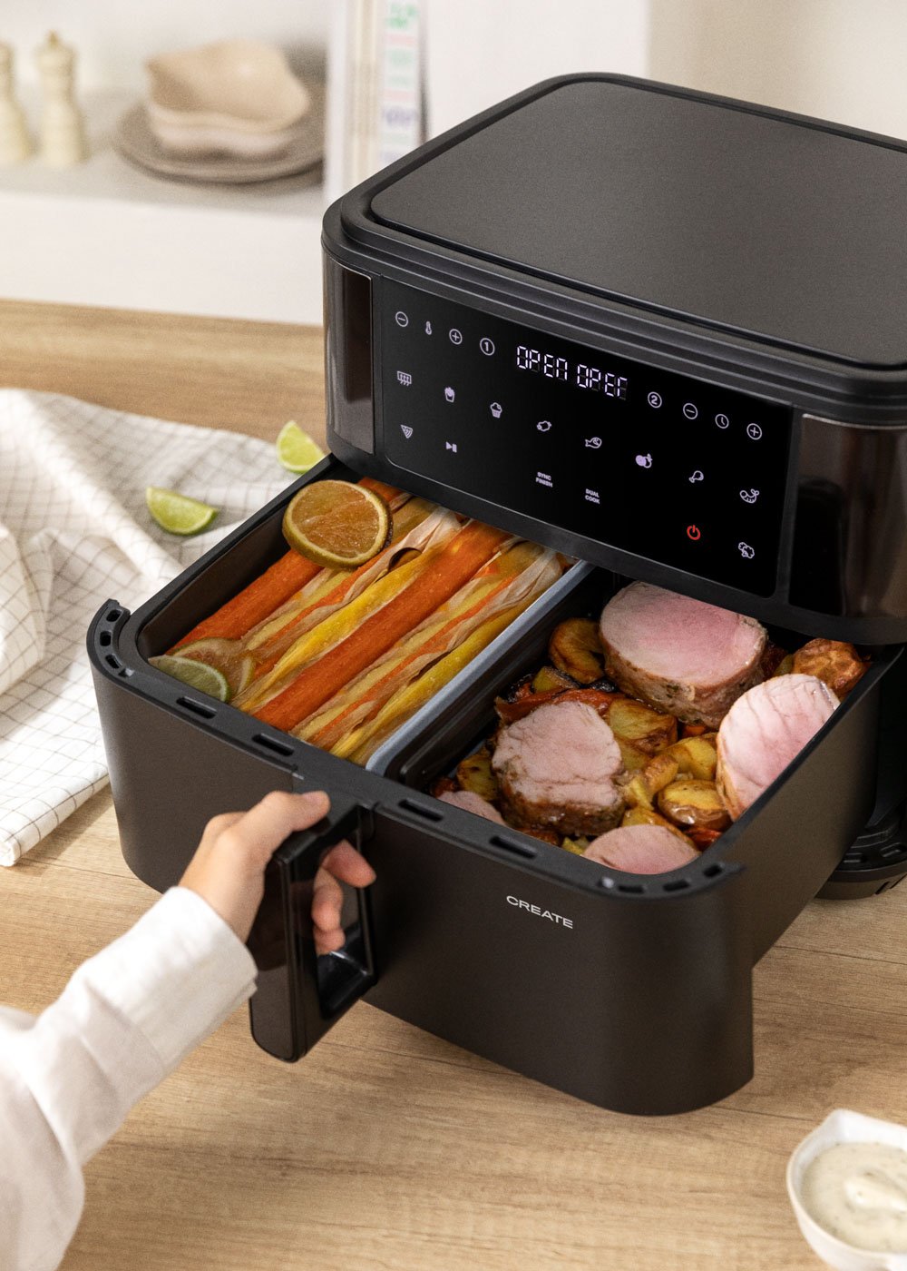 CREATE - AIR FRYER DUAL - Heißluftfritteuse mit Trennwand 10 L, Galeriebild 2