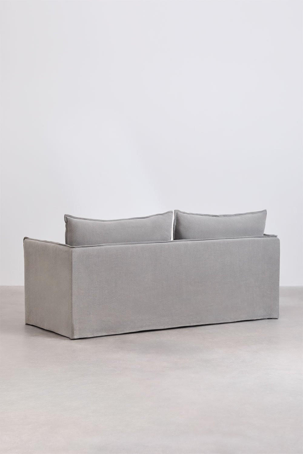 Wohnzimmerset mit 3-Sitzer-Sofa und Pouf aus Leinen und Baumwolle Grace, Galeriebild 5
