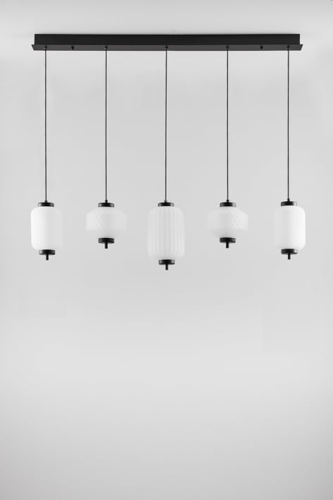 LED-Deckenleuchte aus Eisen und Glas mit 5 Lichtpunkten Necsar