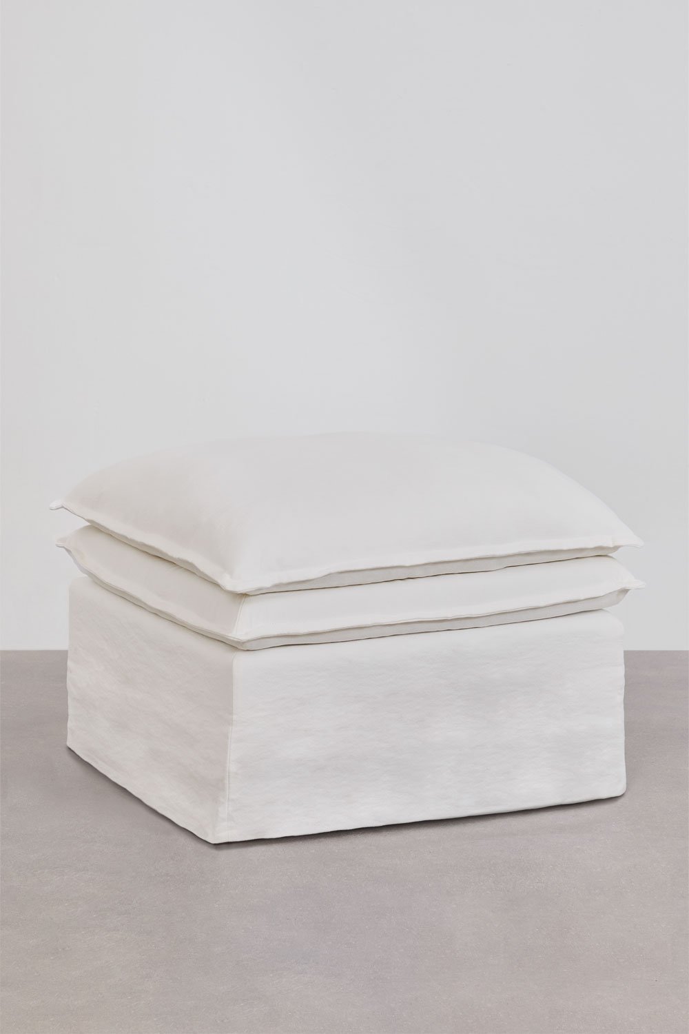 Wohnzimmerset mit einem 2-Sitzer-Sofa, einem 3-Sitzer-Sofa und einem Pouf aus Leinen und Baumwolle Grace, Galeriebild 9