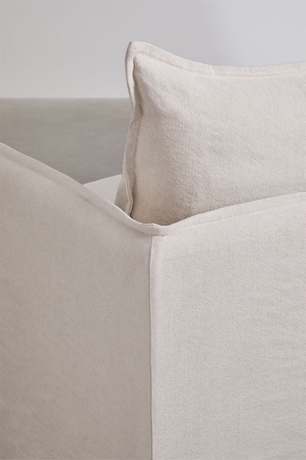 Grace-Wohnzimmerset aus Leinen und Baumwolle mit 2-Sitzer-Sofa und Hocker, Galeriebild 6