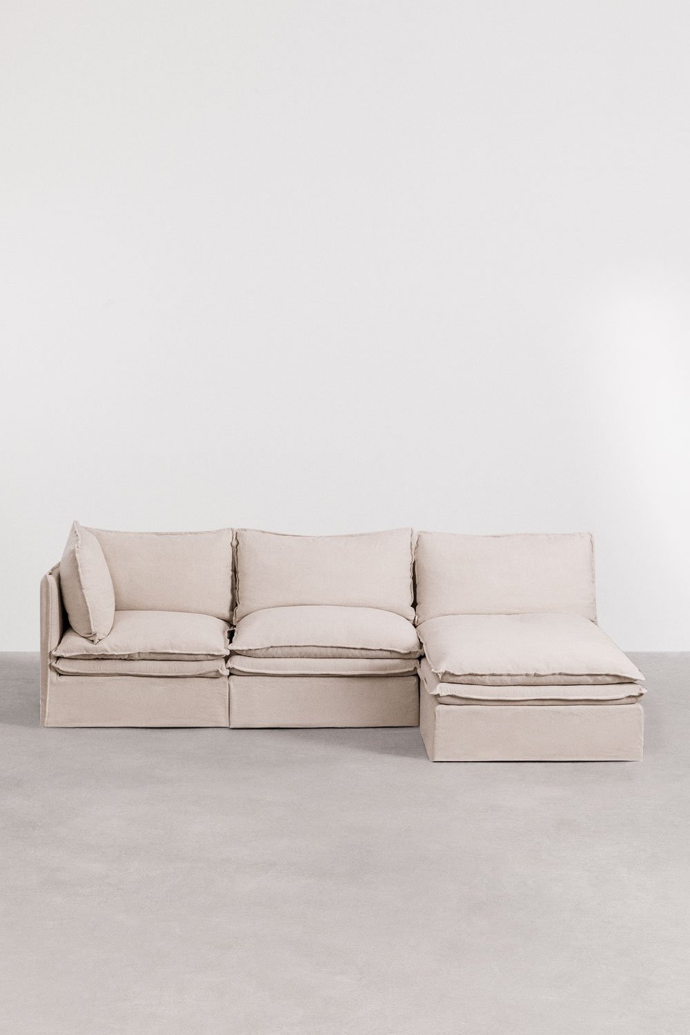 Modulares 3-teiliges Chaiselongue-Sofa aus Leinen und Baumwolle Grace, Galeriebild 3