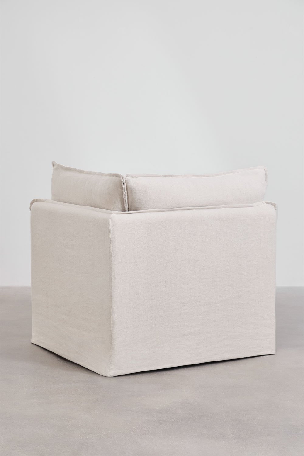 Modulares 3-Sitzer-Sofa mit Hocker aus Leinen und Baumwolle Grace, Galeriebild 5