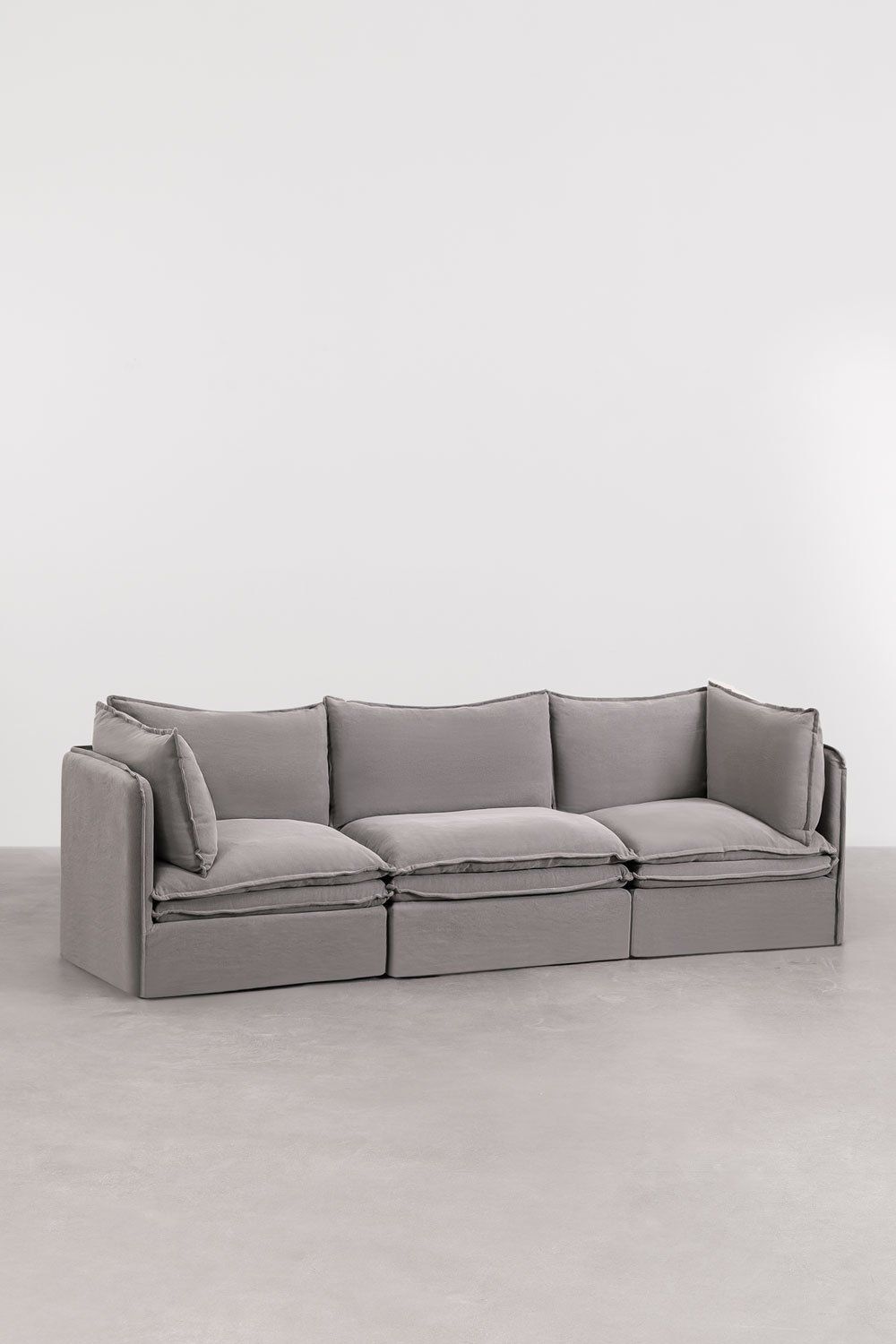 Grace 3-teiliges modulares Sofa aus Leinen und Baumwolle, Galeriebild 1