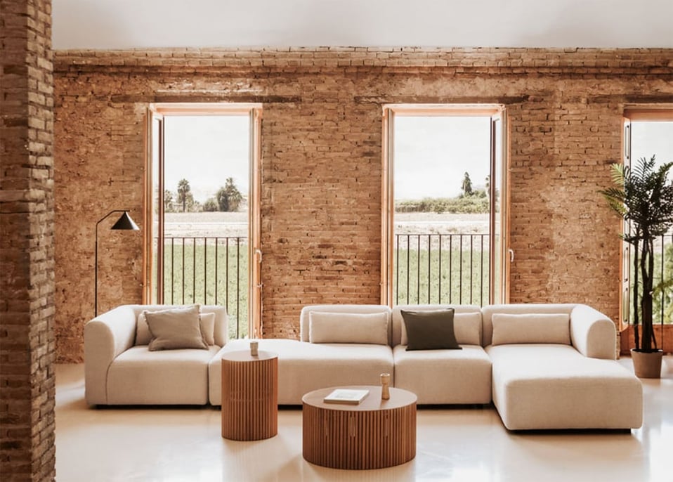 4-teiliges modulares Chaiselongue-Sofa rechts mit Fogler-Chaiselounge
