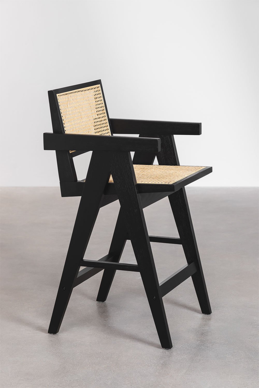 4er-Pack Lali-Hocker, 65 cm, aus Eschenholz und Rattan, Galeriebild 3