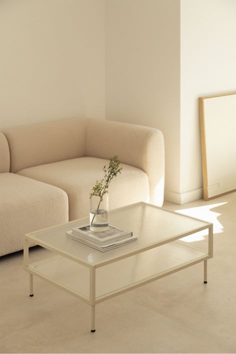 Rechteckiger Couchtisch aus Stahl und Glas Paoline