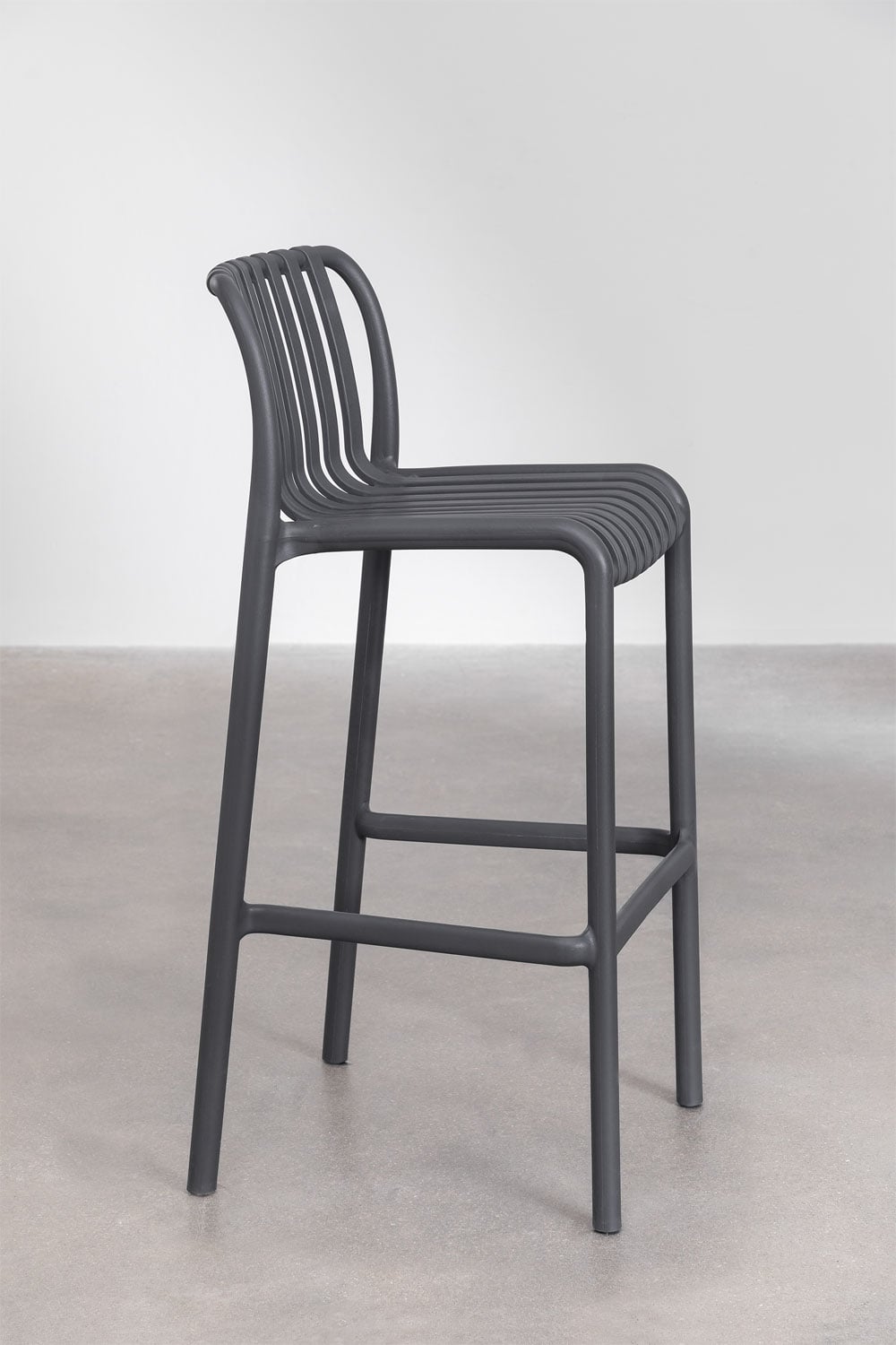 4er-Pack Barhocker 75 cm stapelbar aus graphitgrauem Polypropylen Wendell, Galeriebild 4