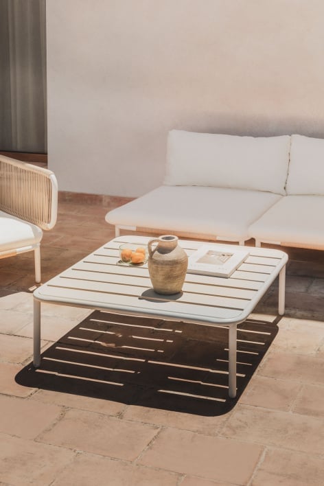 Quadratischer Gartencouchtisch 90x90 cm aus Stahl Roubly