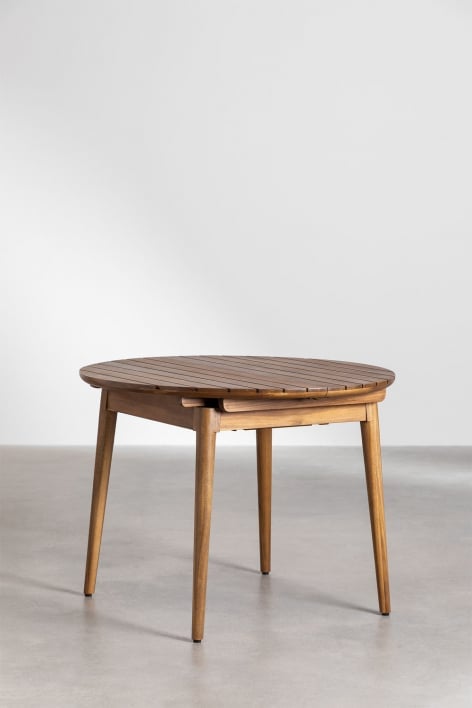 Runder Esstisch 100-136x100 cm ausziehbar aus Tenay-Akazienholz