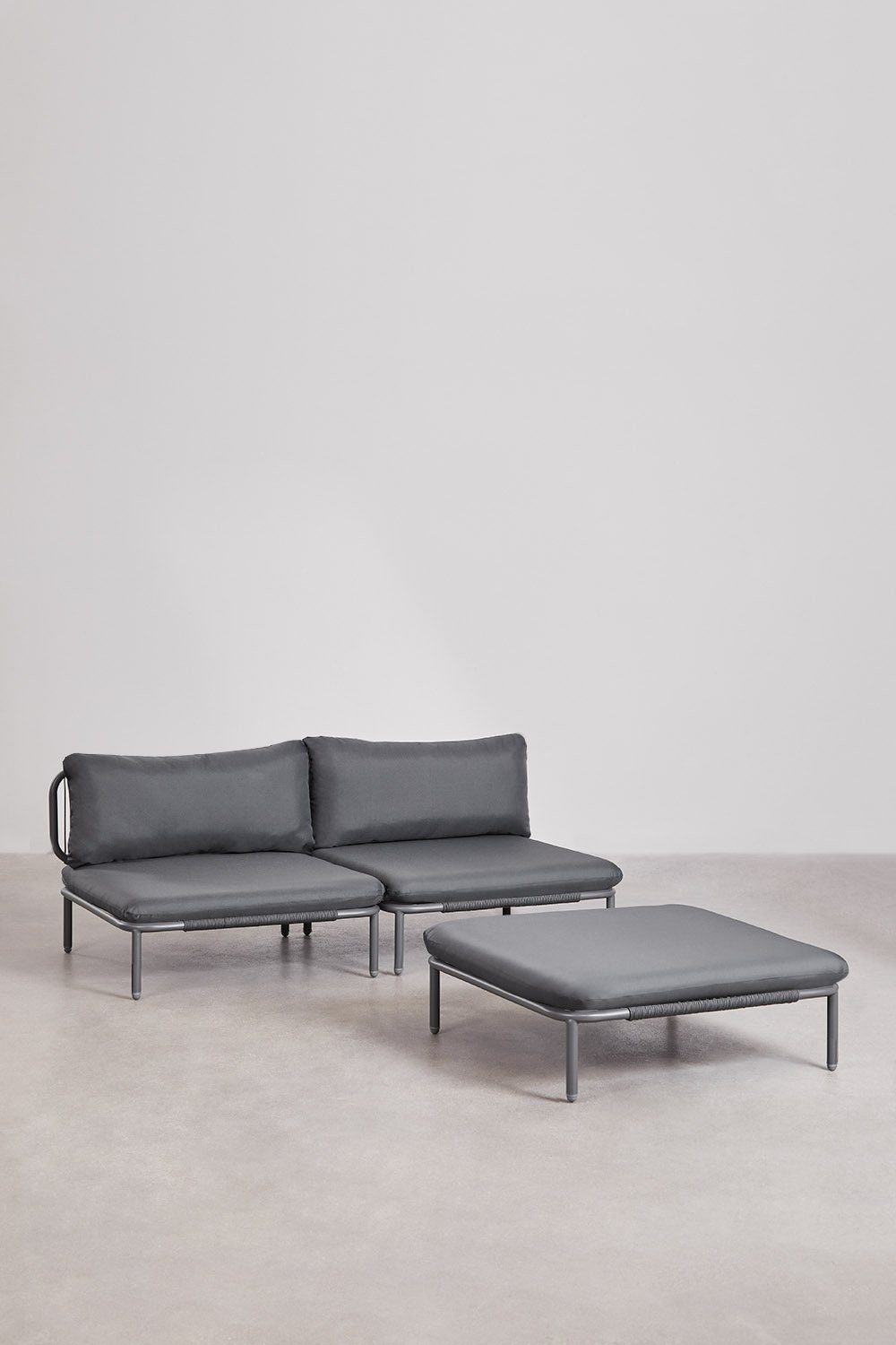Gartenset mit 2-teiliger modularer Sofa und Hocker aus Roubly-Stahl, Galeriebild 2