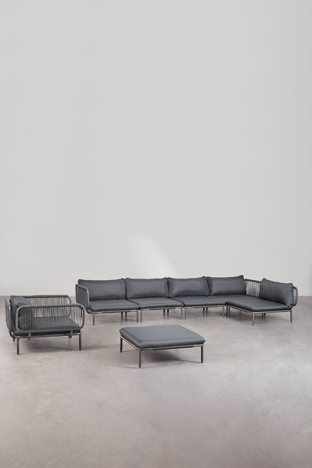 5-teiliges modulares Garten-Ecksofa mit Pouf und Roubly-Sessel  , Galeriebild 1