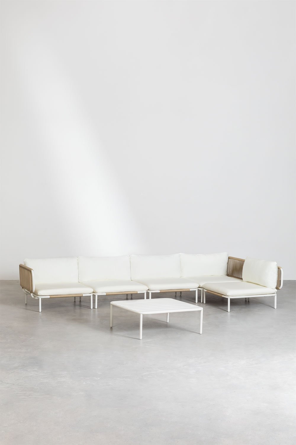 5-teiliges modulares Eckgartensofa und Roubly-Couchtisch , Galeriebild 1