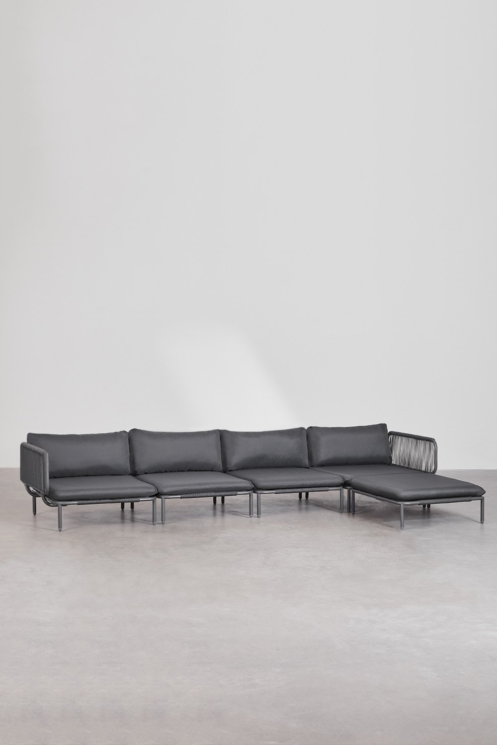 4-teiliges modulares Gartensofa mit 2 Ecksesseln und Roubly-Hocker , Galeriebild 1
