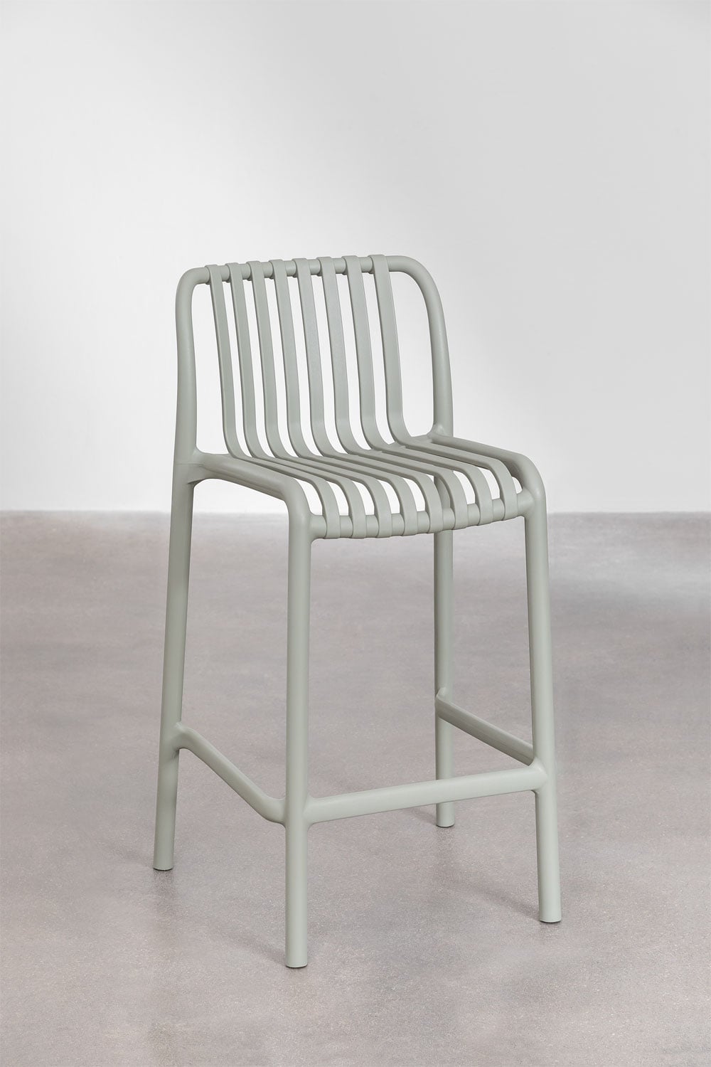 2er-Pack Garten Barhocker 65 cm stapelbar aus grünem Polypropylen Khaki Wendell, Galeriebild 3