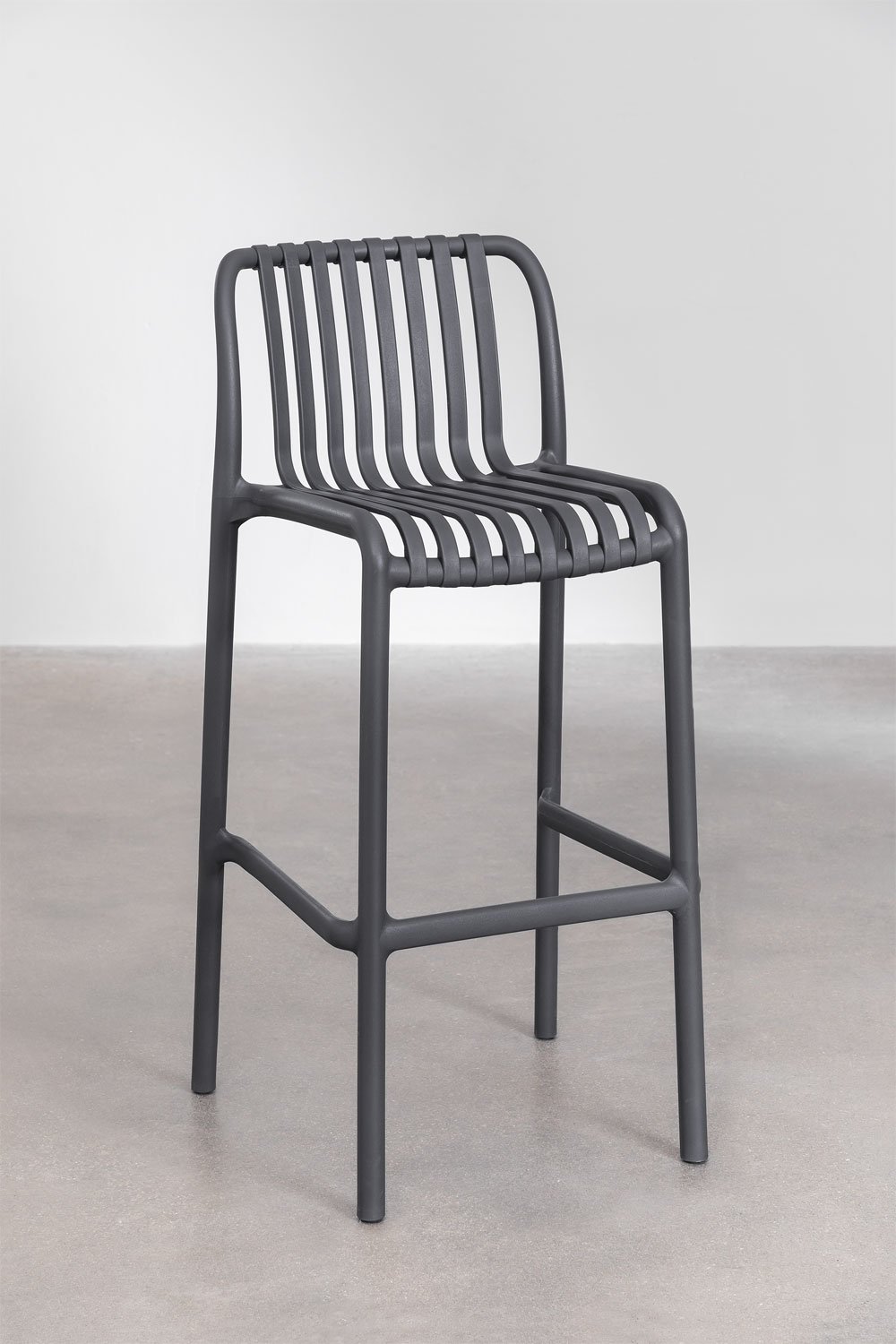 4er-Pack Barhocker 75 cm stapelbar aus graphitgrauem Polypropylen Wendell, Galeriebild 3