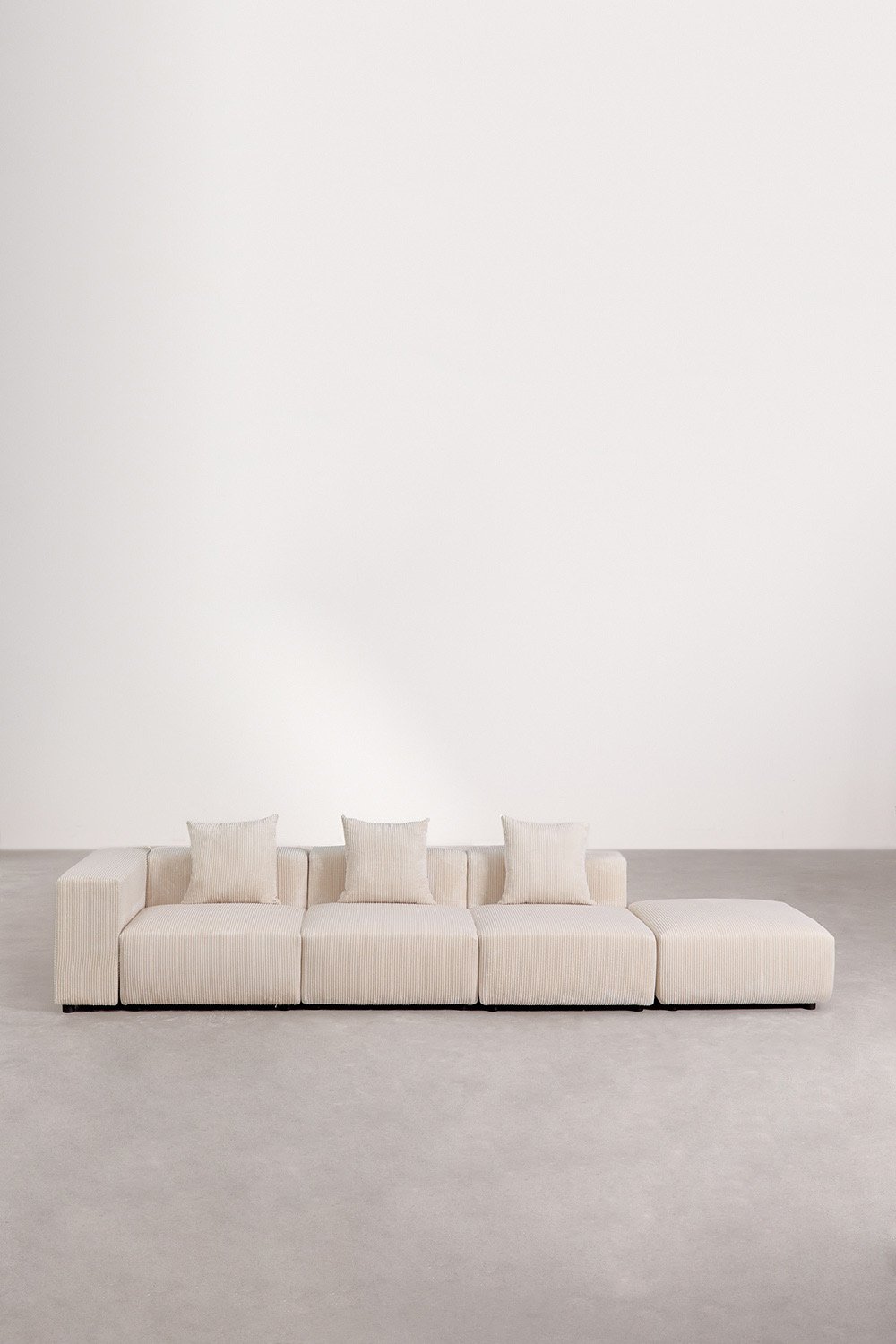3-teilige modulares Ecksofa links mit hoher Armlehne und Hocker ↔︎370 cm Bruna, Galeriebild 3