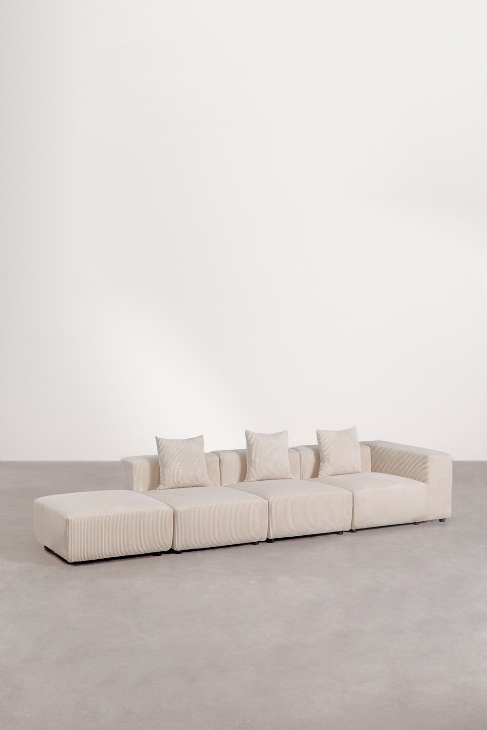 Modulares Ecksofa rechts mit hohem Armlehne und Hocker (↔︎370 cm) Bruna, Galeriebild 1