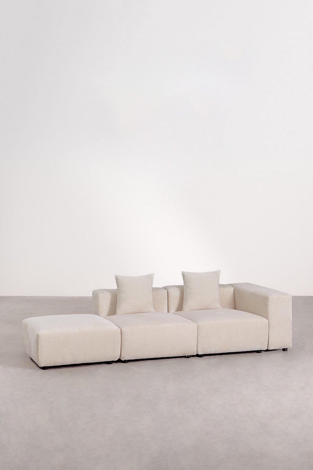 Modulares Ecksofa rechts 2-teilig mit hoher Armlehne und Hocker (↔︎285 cm) Bruna, Galeriebild 1