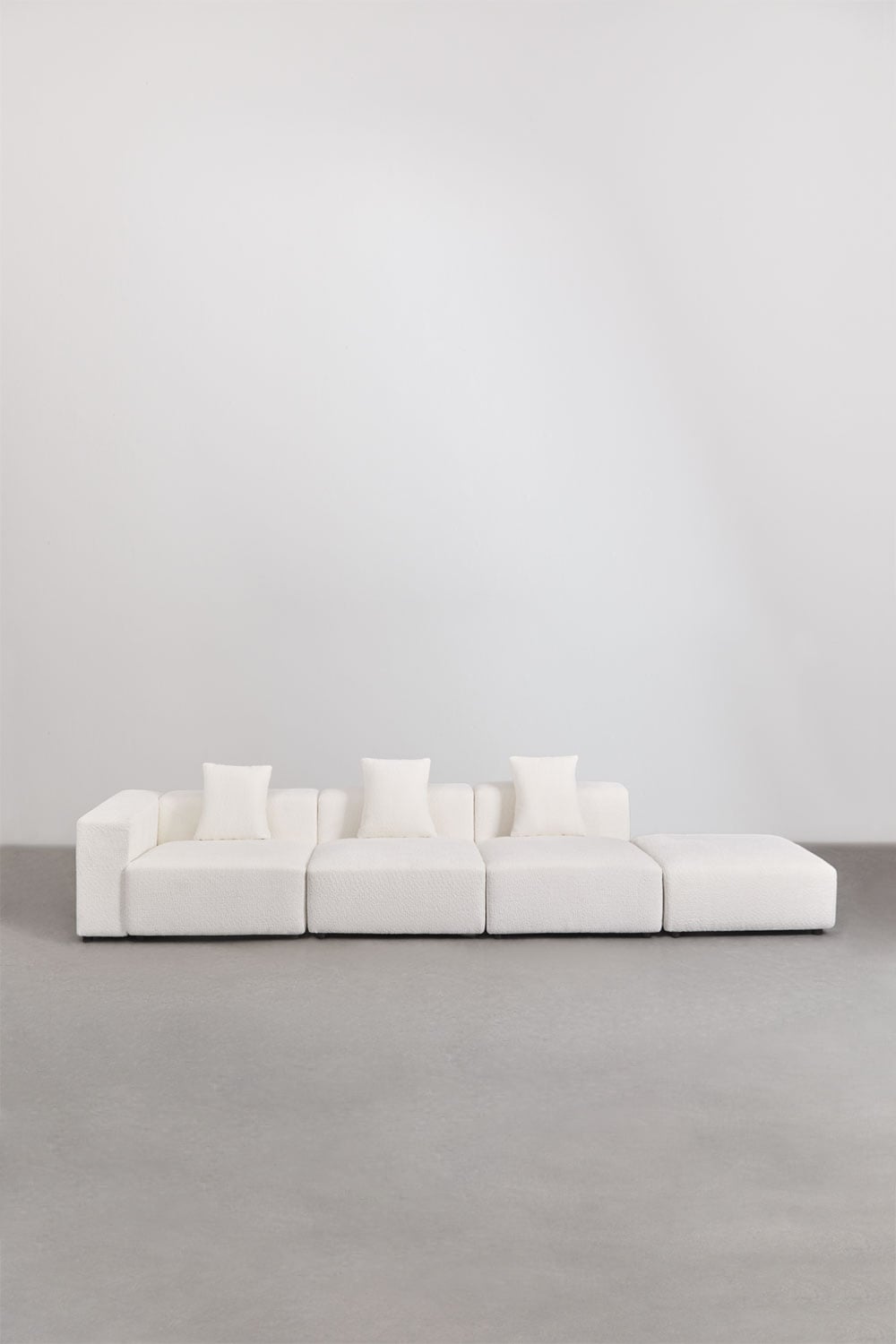 3-teilige modulares Ecksofa mit hohem Armlehne und Hocker ↔︎450 cm Bruna, Galeriebild 3