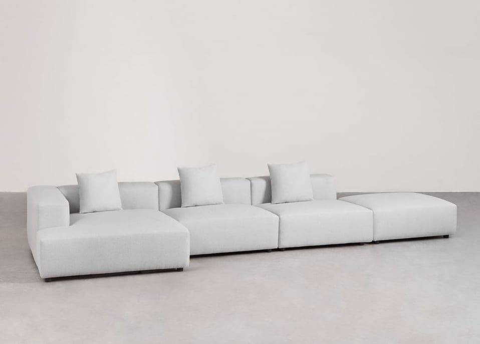 3-teiliges modulares Chaiselongue-Sofa in der linken Ecke mit Pouf (↔︎450 cm) Bruna