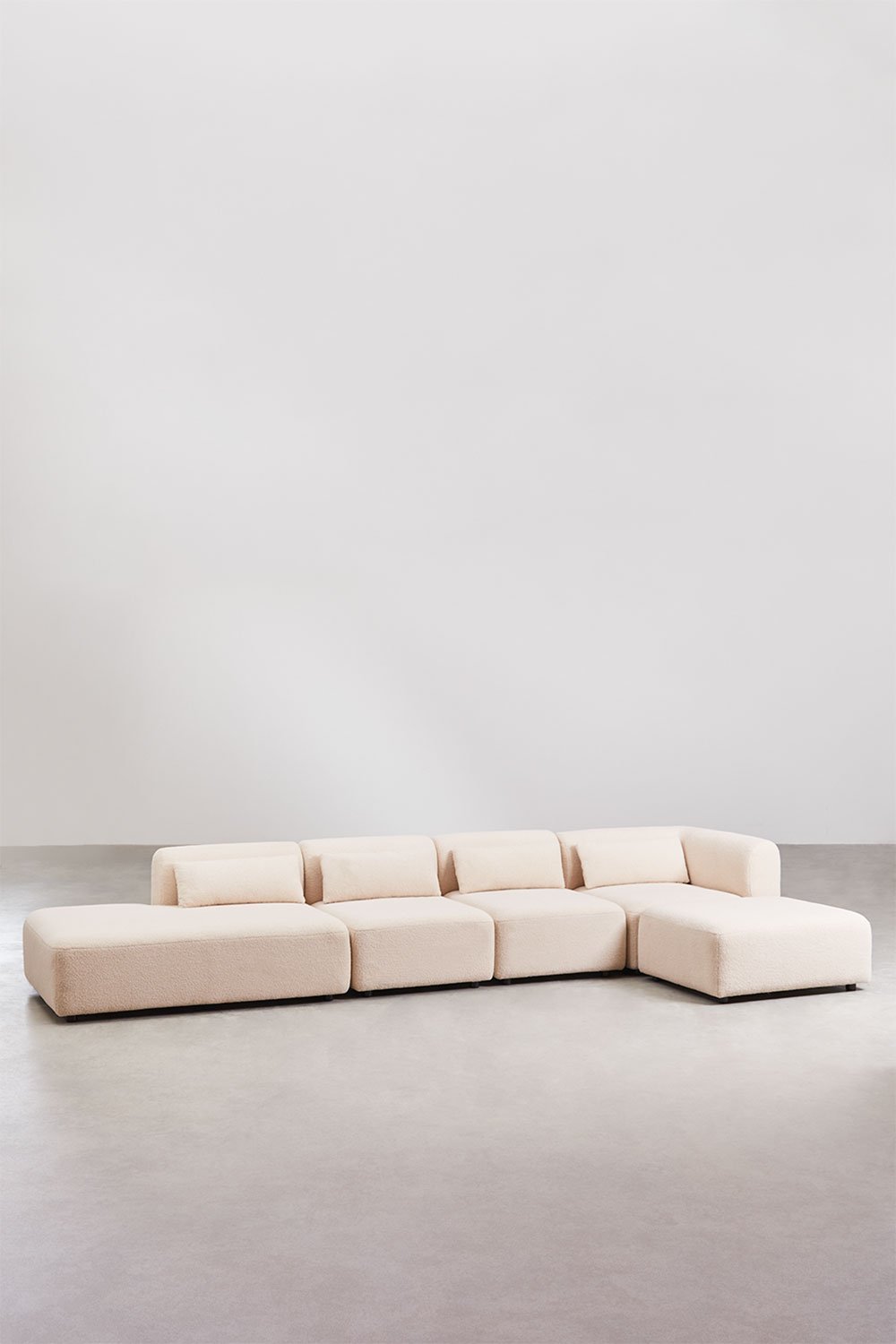 4-teiliges modulares Ecksofa mit Chaiselongue links und Fogler-Hocker, Galeriebild 1