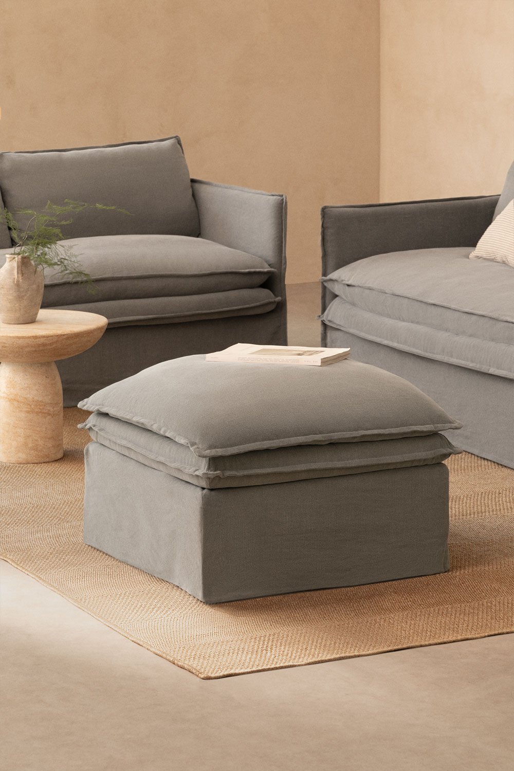 Grace Sitzpuff aus Leinen und Baumwolle, Galeriebild 5