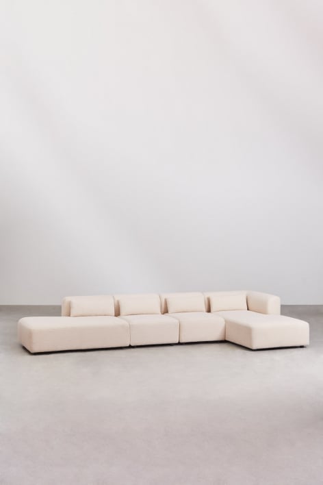 4-teiliges modulares Chaiselongue-Sofa in der rechten Ecke mit Fogler-Chaiselounge