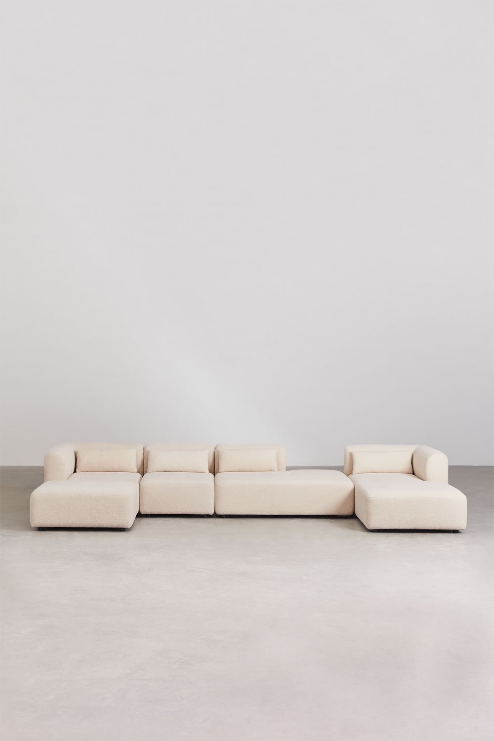 4-teiliges modulares Chaiselongue-Sofa auf der rechten Seite mit Tagesbett und Fogler-Hocker , Galeriebild 4