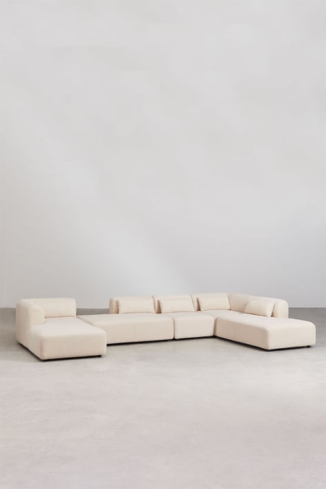 5-teiliges modulares Chaiselongue-Sofa links von Fogler mit Doppel-Chaise