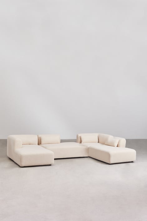 4-teiliges modulares Chaiselongue-Sofa links mit Doppel-Chaiselongue Fogler