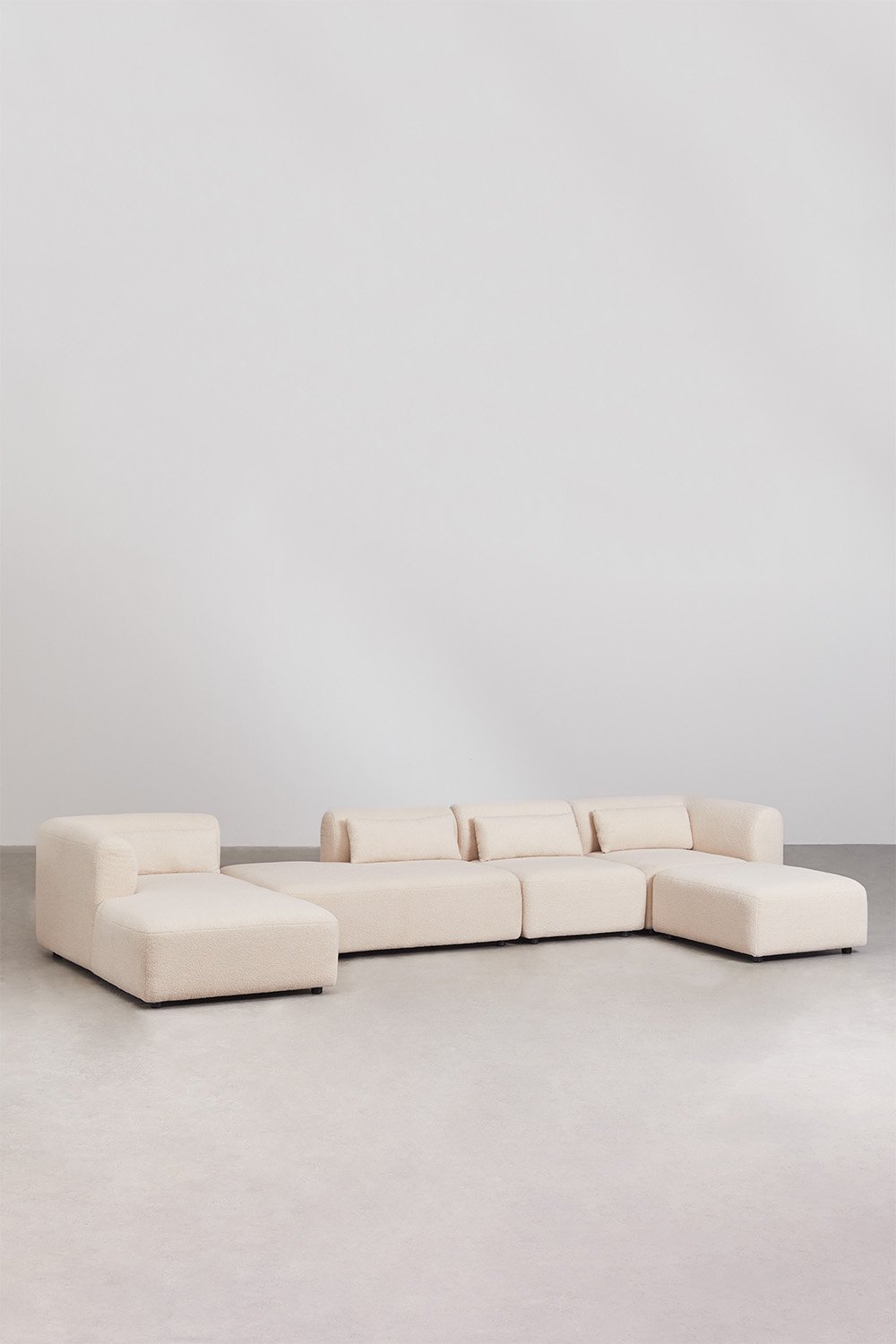 4-teiliges modulares Chaiselongue-Sofa links mit Tagesbett und Fogler-Hocker, Galeriebild 1