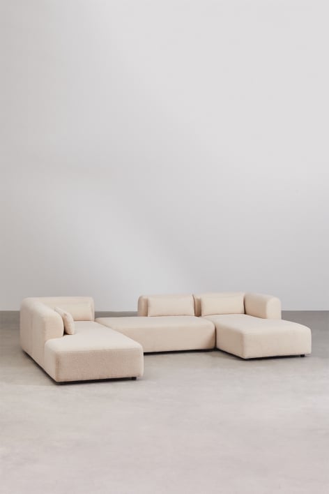 4-teiliges modulares Chaiselongue-Sofa rechts mit Doppel-Chaiselongue