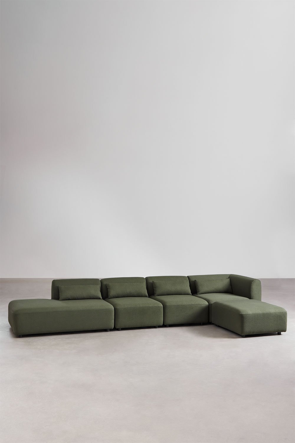 4-teiliges modulares Ecksofa mit Chaiselongue links und Fogler-Hocker, Galeriebild 1