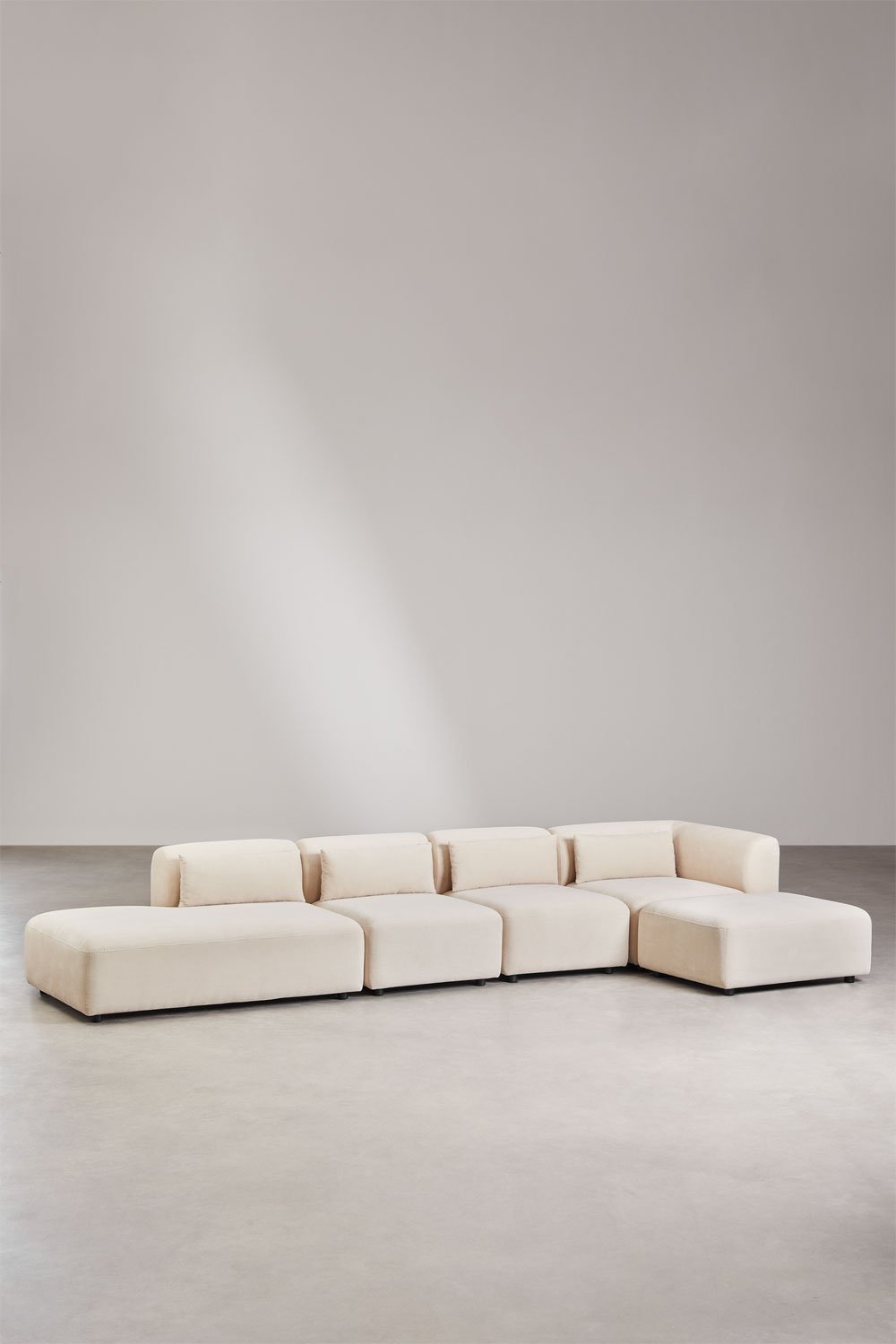 4-teiliges modulares Ecksofa mit Chaiselongue links und Fogler-Hocker, Galeriebild 1