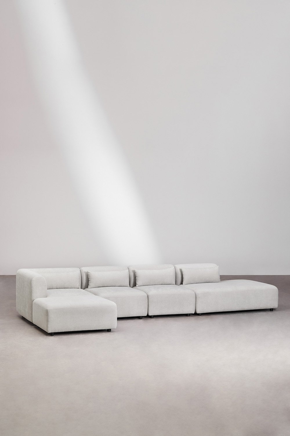 4-teiliges modulares Ecksofa mit Chaiselongue rechts und Fogler-Hocker, Galeriebild 1