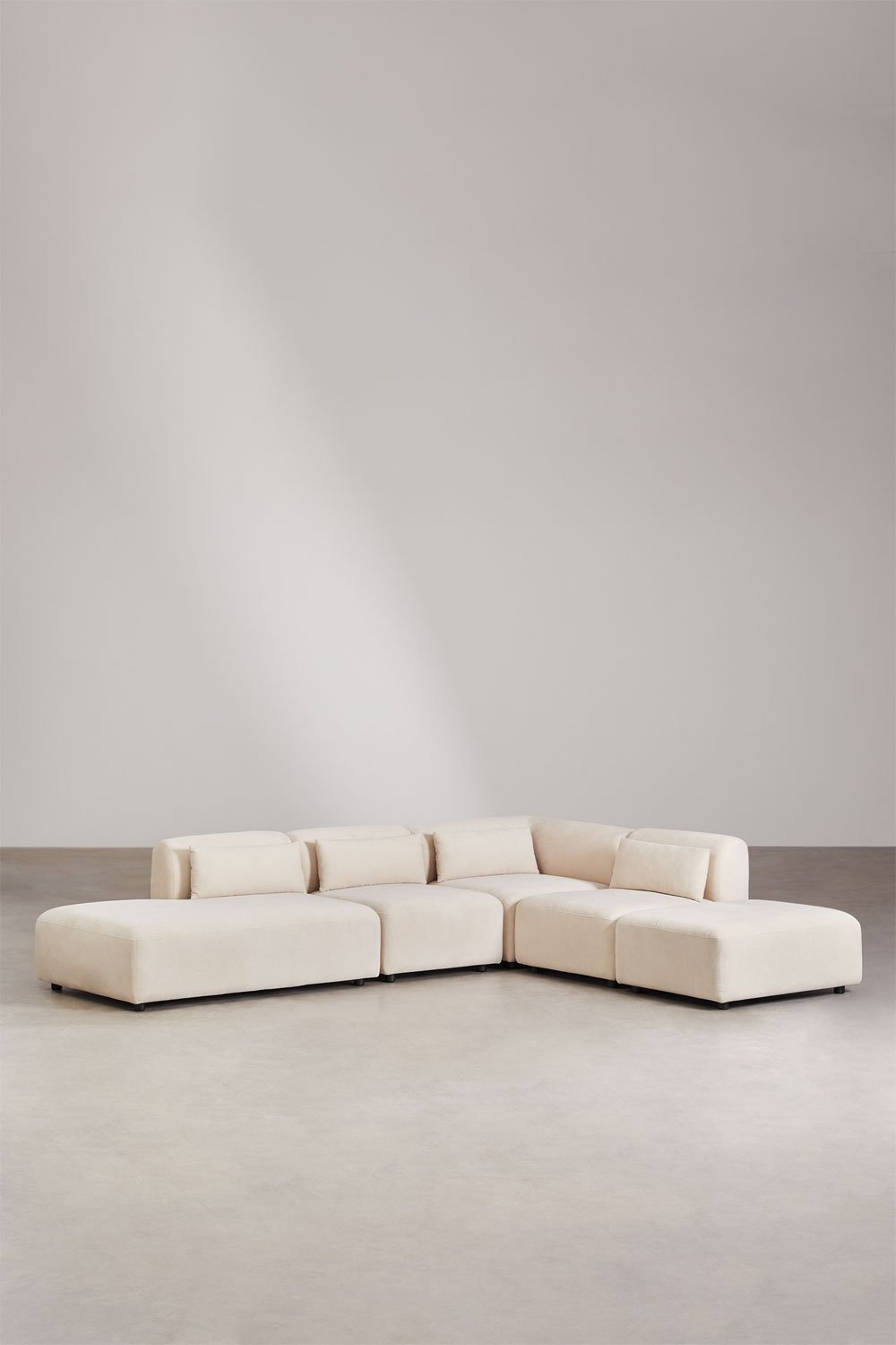 4-teiliges modulares Ecksofa mit Chaiselongue links und Fogler-Hocker, Galeriebild 1