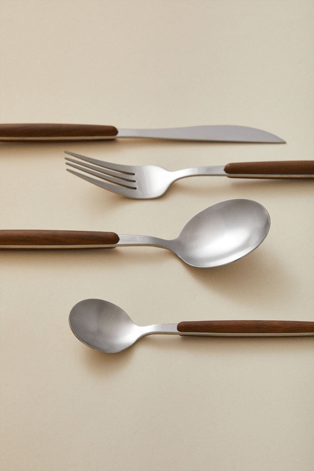 16-teiliges Besteckset aus Edelstahl mit Holzgriffoptik Monovar, Galeriebild 4