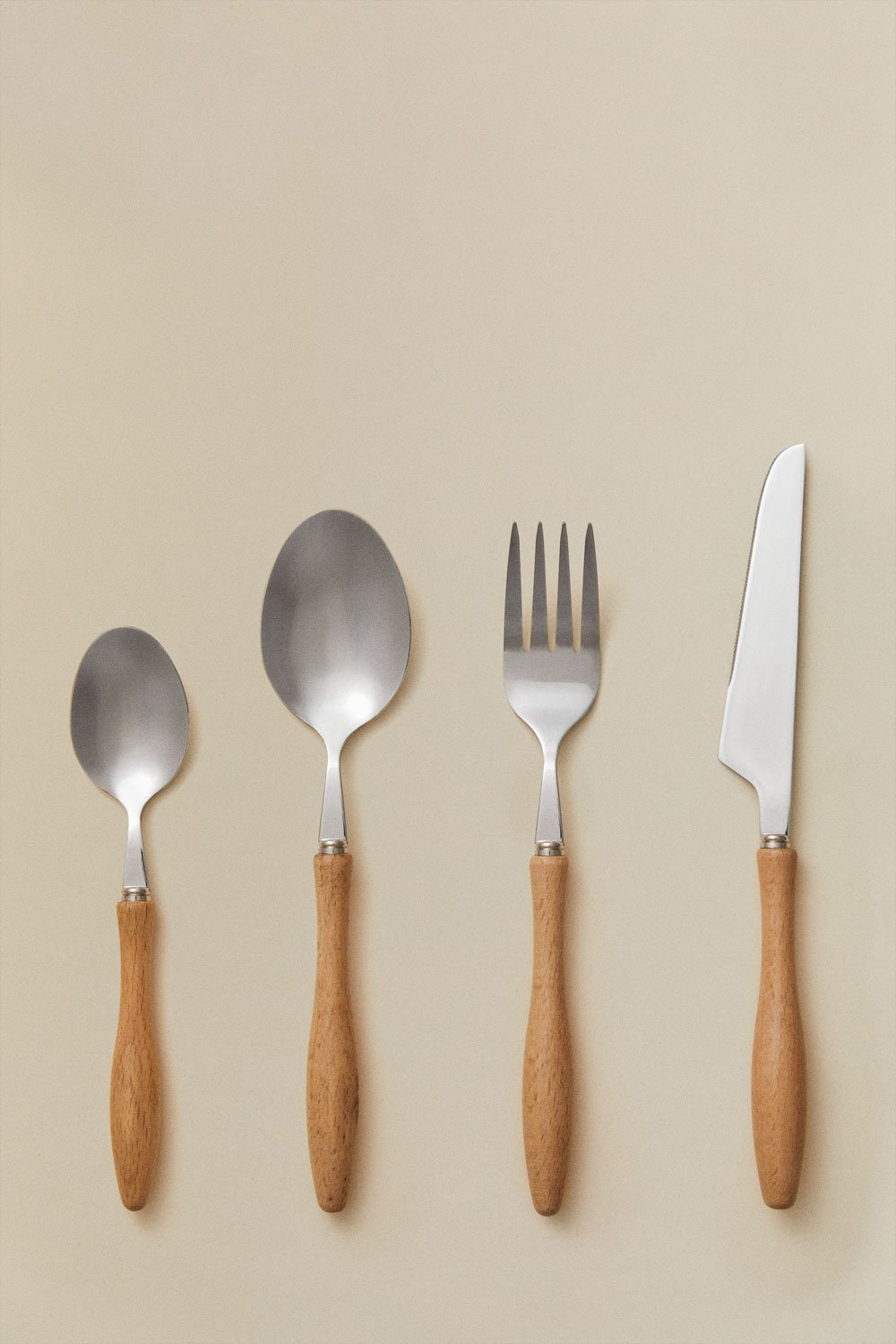 16-teiliges Besteckset aus Edelstahl mit Griffen aus Buchenholz Midra, Galeriebild 3