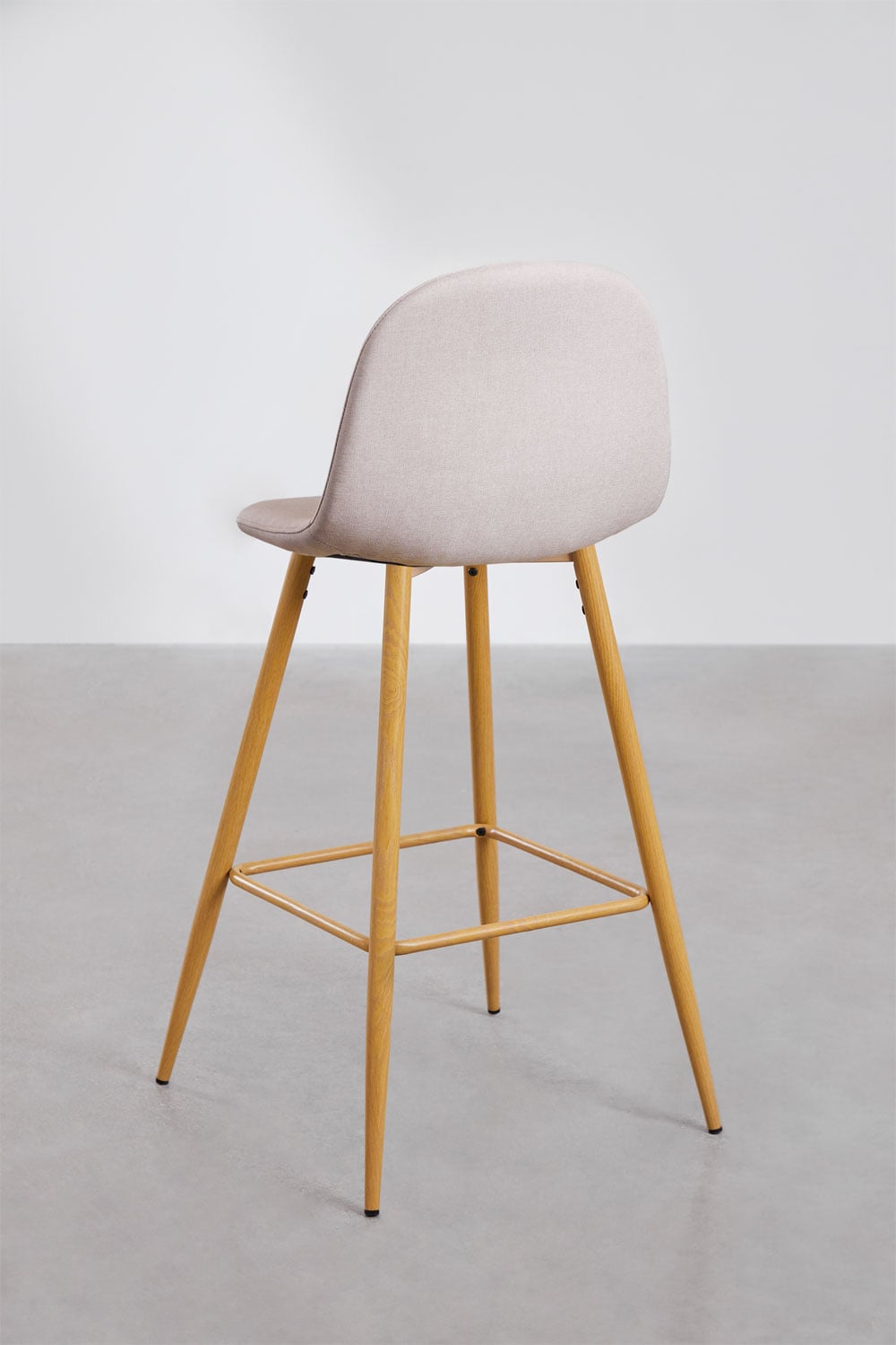 Barhocker 75 cm Cremeweißer Stoff Beine Naturholz Glamm, Galeriebild 3