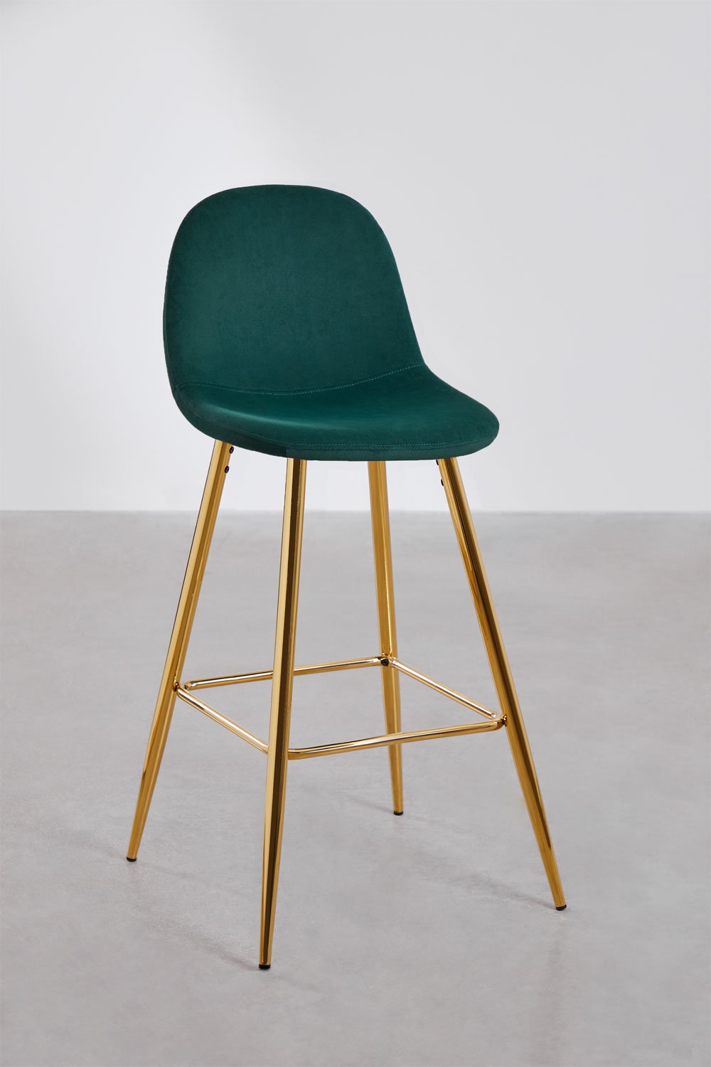 Barhocker 75 cm aus dschungelgrünem Samt und goldenen Beinen Glamm, Galeriebild 1