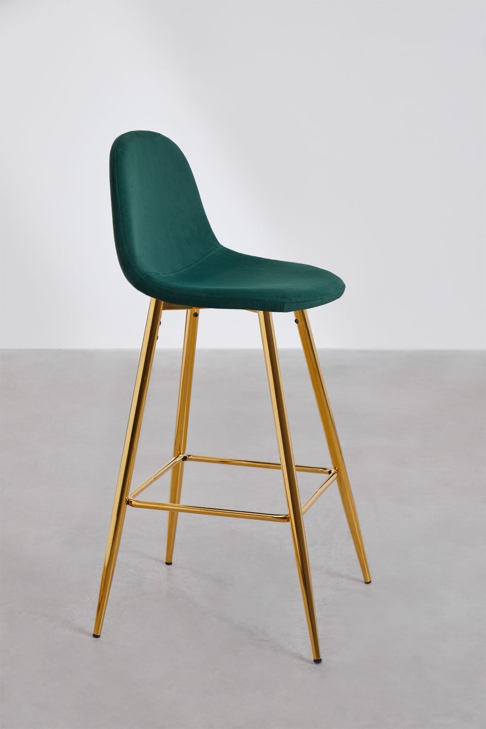 Barhocker 75 cm aus dschungelgrünem Samt und goldenen Beinen Glamm, Galeriebild 2