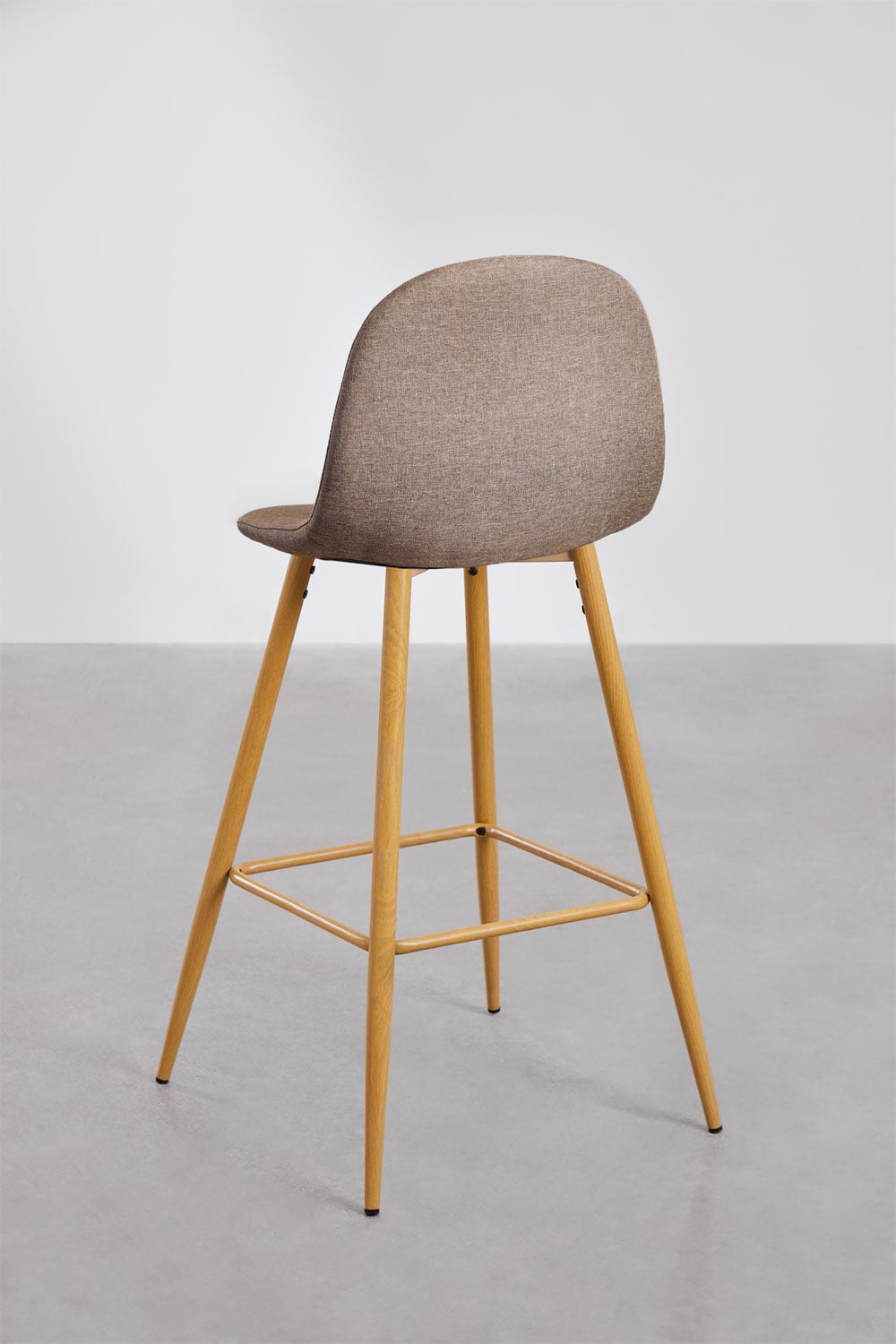 2er-Pack Barhocker 75 cm aus taupegrauem Stoff und Beinen mit Holzfinish Natur Glamm, Galeriebild 3