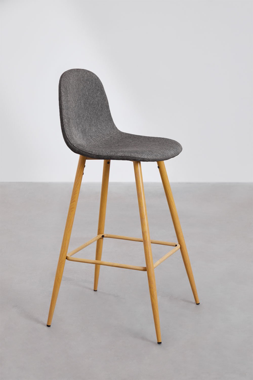 4er-Pack Barhocker 75 cm aus anthrazitgrauem Stoff und Beinen mit Holzfinish Natur Glamm, Galeriebild 2