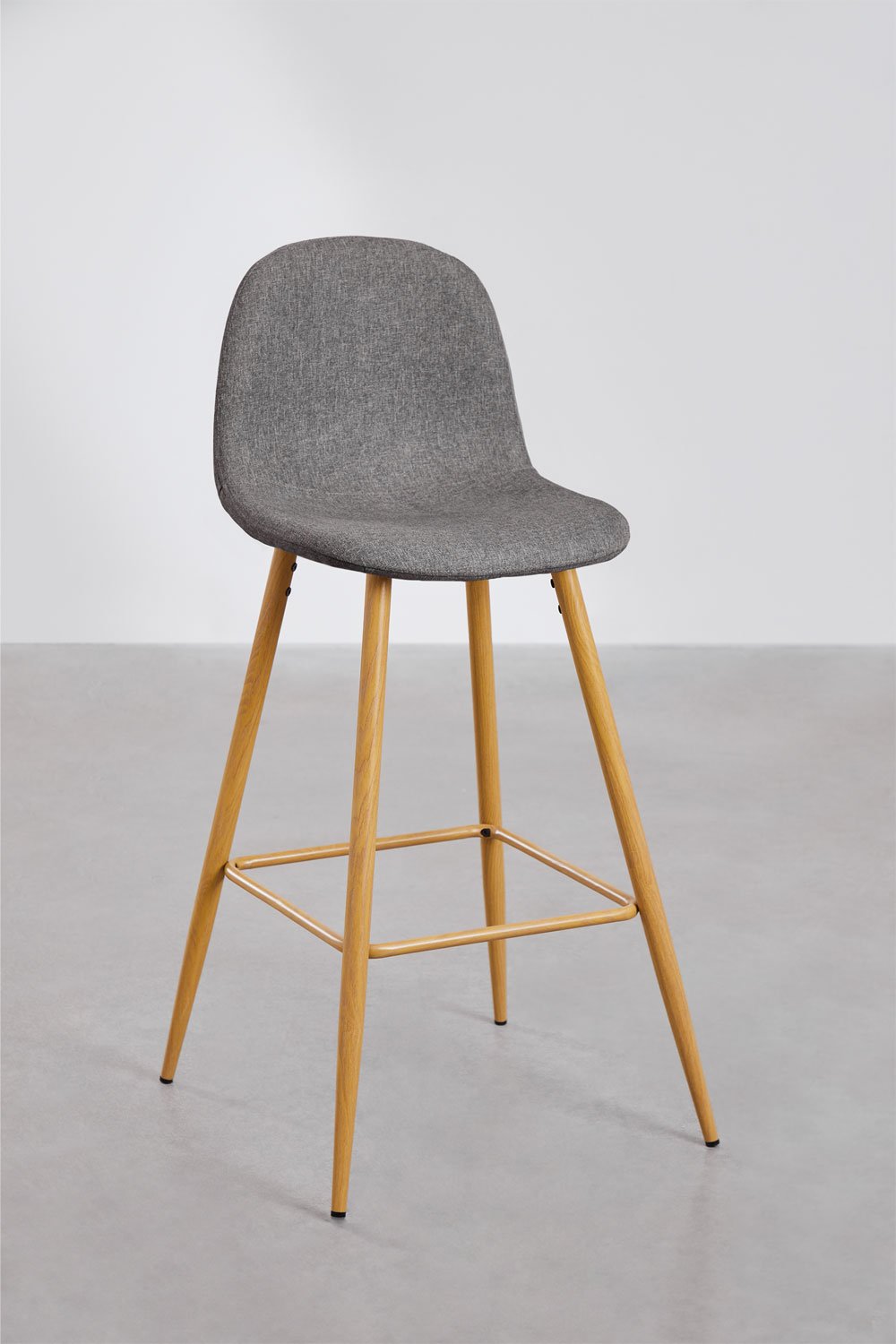 4er-Pack Barhocker 75 cm aus anthrazitgrauem Stoff und Beinen mit Holzfinish Natur Glamm, Galeriebild 1