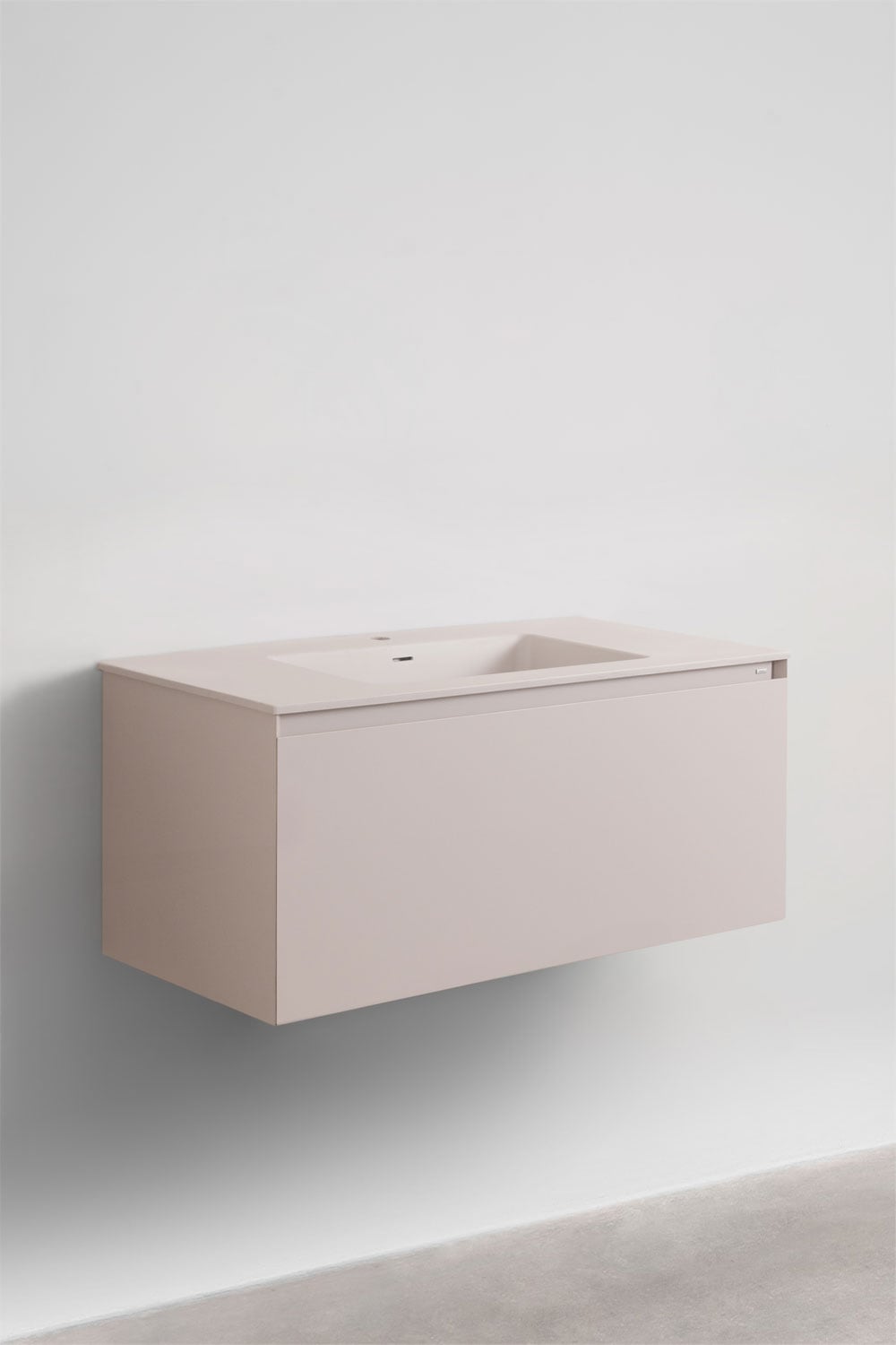 Macrae hängendes Badezimmermöbel-Set aus Holz mit integriertem Waschbecken, Galeriebild 3