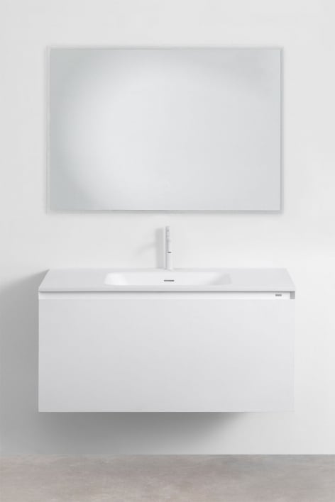 Badezimmermöbelset aus Macrae-Holz mit integriertem Waschbecken - Weiss
