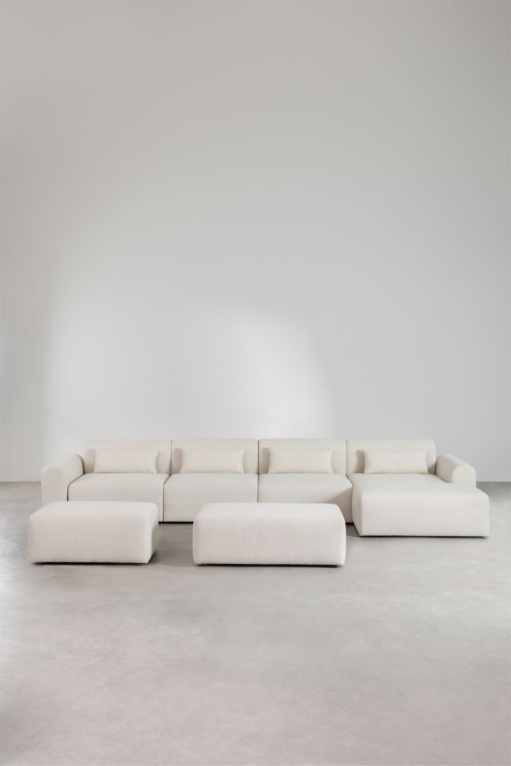 Modulares Sofa mit rechter Chaiselongue, 4-teilig, 2 Hocker in Schaffell Borjan, Galeriebild 3