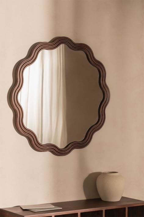Runder Wandspiegel aus Eichenholz (Ø80 cm) Luesia