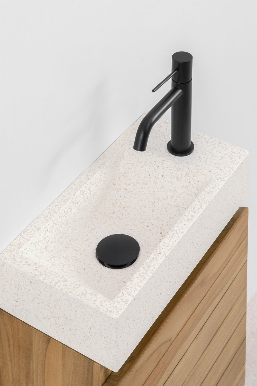 Badezimmermöbelset aus Teakholz mit integriertem Waschbecken aus Napier-Zement , Galeriebild 4